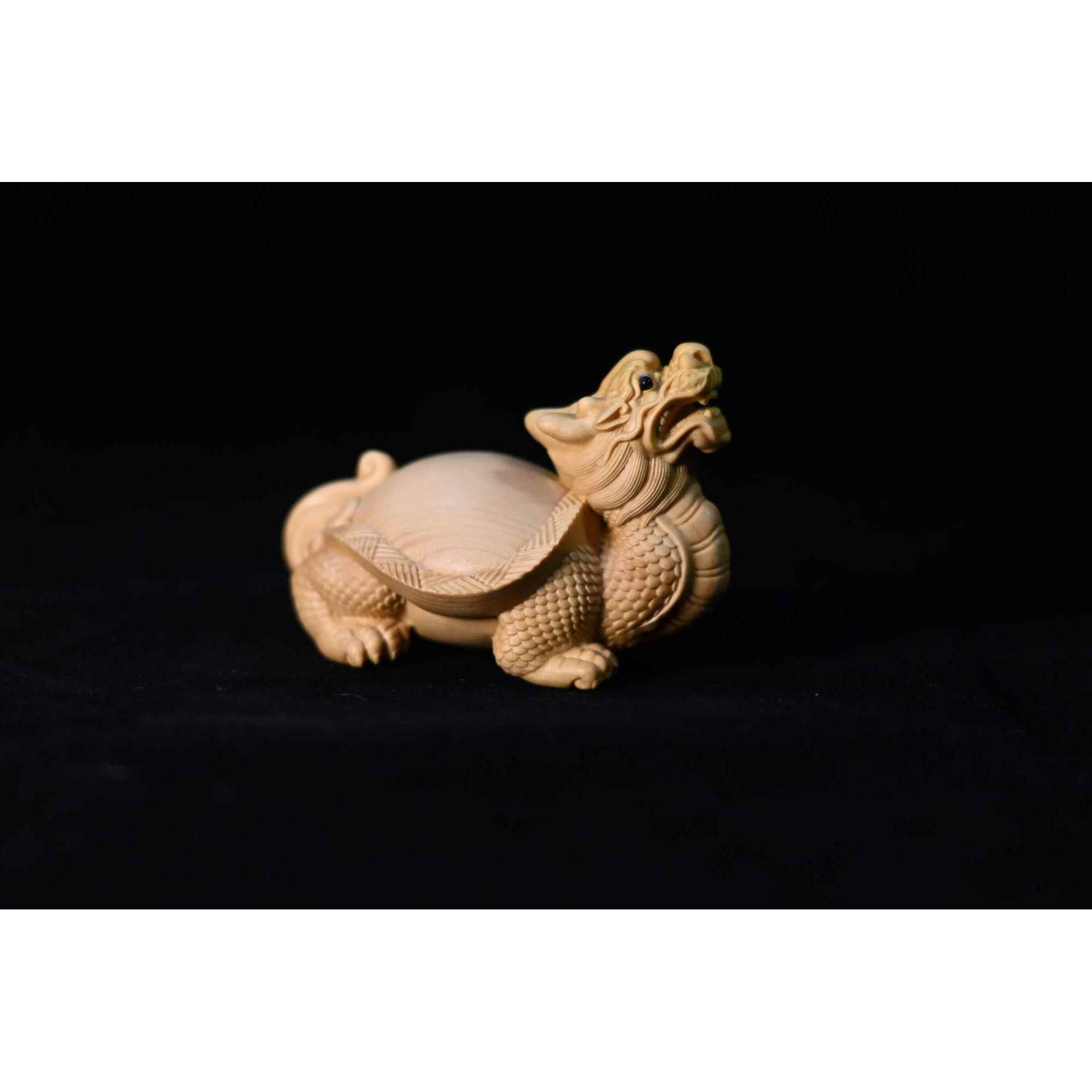 龙龟黄杨木雕小神摆件刻工把艺品UQC木雕摆件兽实木文雕玩手件茶