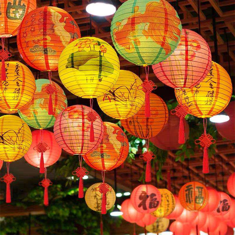 中秋节灯谜灯笼古风国潮猜灯谜纸社区中国结流苏新年元宵节场景布