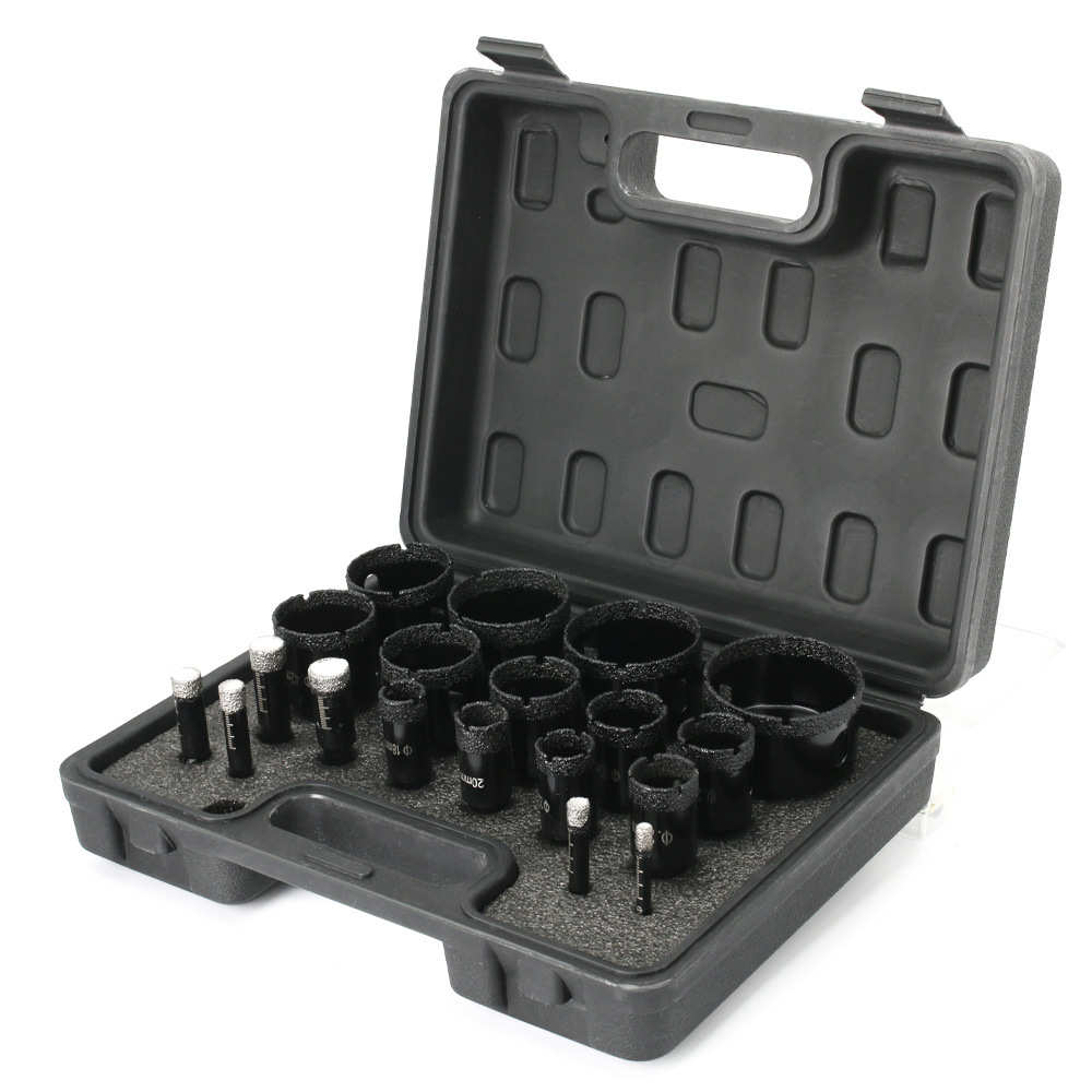 免加水干打钎焊开孔器大理石玻璃瓷砖岩板开孔套装19PC手电钻钻头