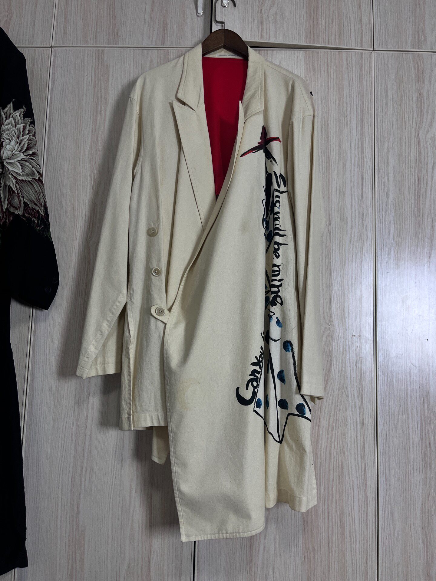 Yohji Yamamoto 17ss Asymmetrical Hand-painted Coat
