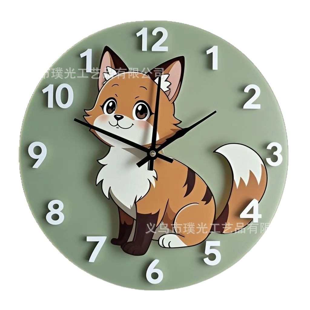 新款简约小猫儿童摆件家居装饰品挂钟工艺品客厅创意钟表