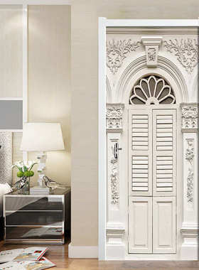 巨创货源PVC贴纸3D自粘门贴 墙贴 卧室客厅现代装饰 白色门