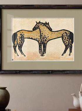 壁相拥的马中常玉艺术DC-04廊挂画法式复古客厅装饰画古风书房走