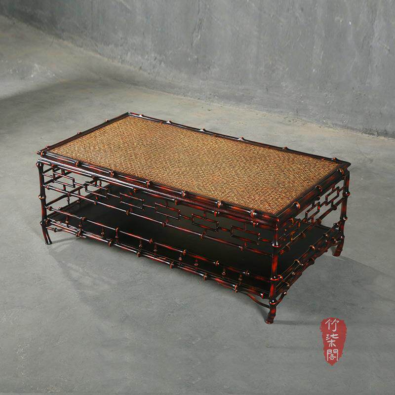 新中式手工筇竹家具竹编沙发茶几边几客厅家用桌子中式泡茶桌茶台
