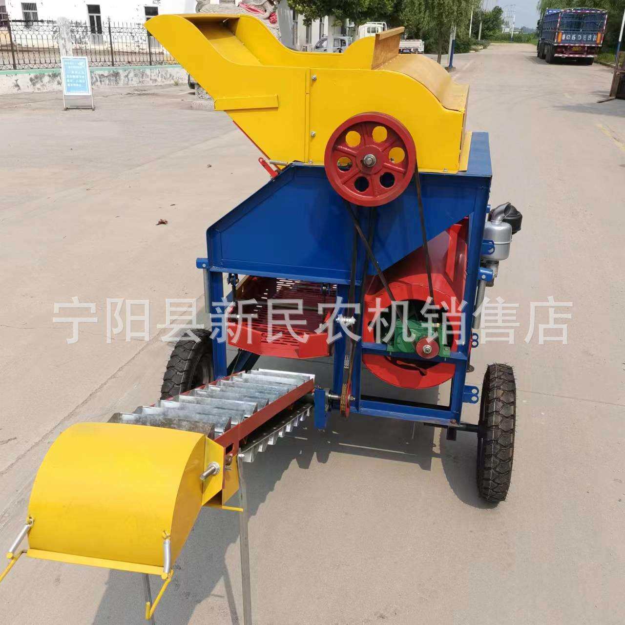 柴油机带动花生摘果机电动花生打果子机器可加牵引架轮胎移动方便
