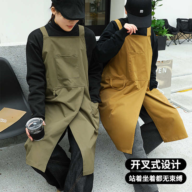 背带围裙厨房家用餐饮工作服工装开叉烘焙咖啡奶茶店高级感年轻款