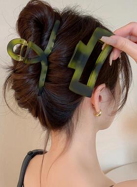 【琼康发饰】韩版磨砂绿色发夹後脑勺优雅大抓夹女鲨鱼夹网红气质