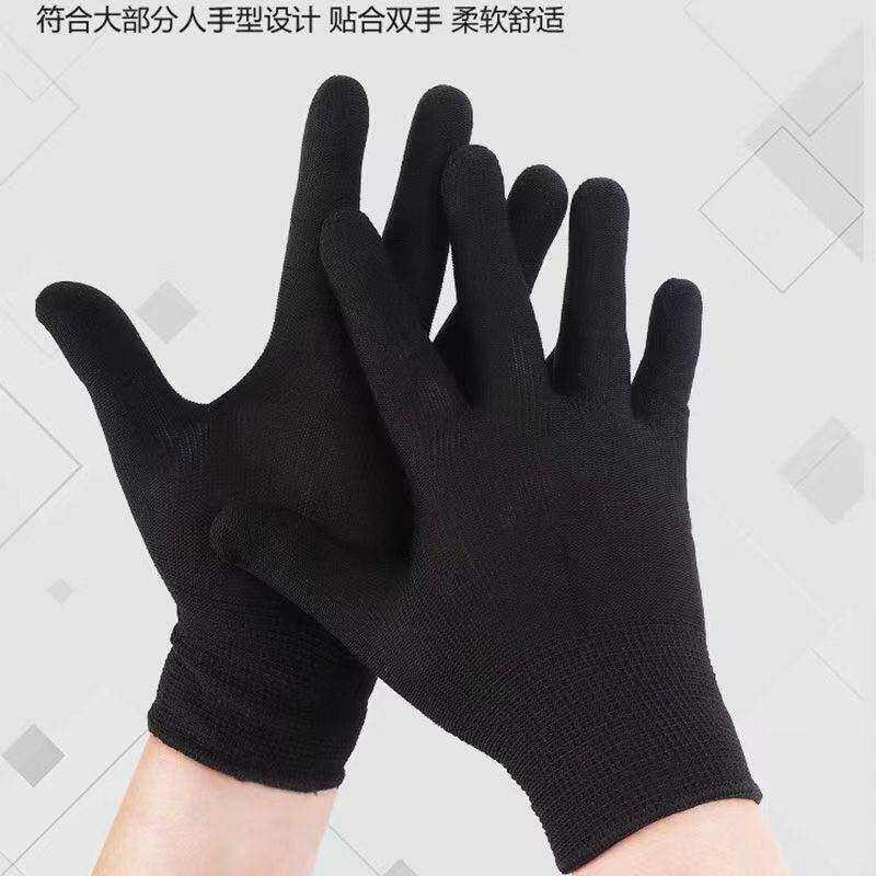 劳保手套尼龙薄款四季采摘分拣打包防护透气速干弹力漏指手套AR图片
