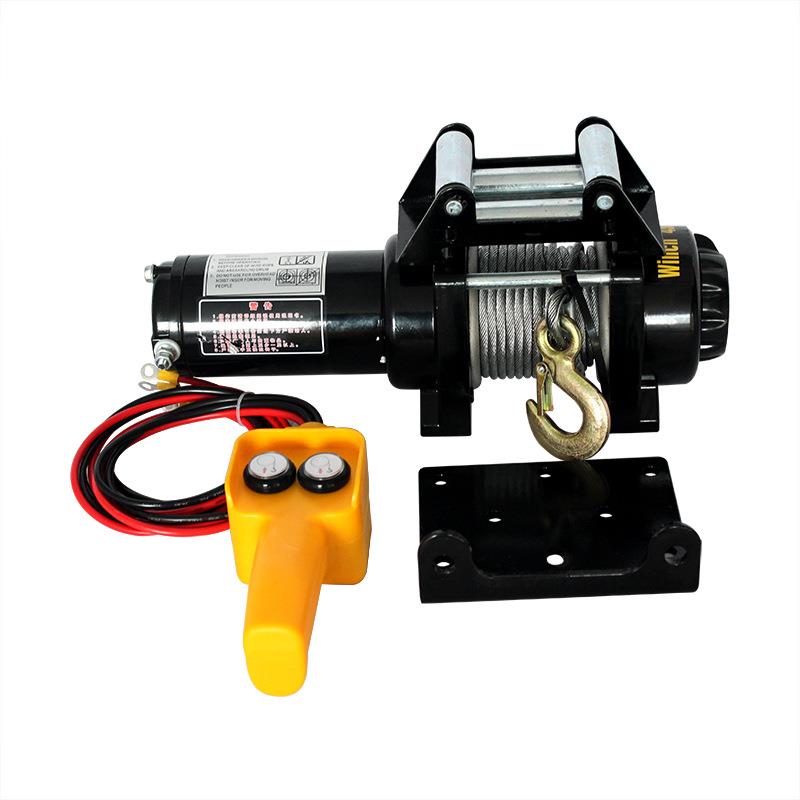 12v车载电动绞盘24v越野车救援绞盘汽车小吊机winch2000磅48v60v