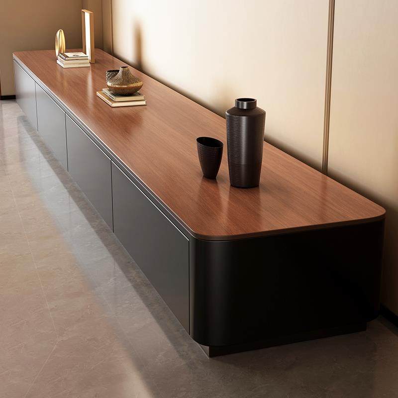 落地电视柜客厅2025新款家用收纳储物柜一体中古风实木桌面小户型