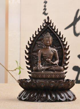 实木椭圆形背光观音财神摆件荷花木架加高定制佛像关公席高禅底座