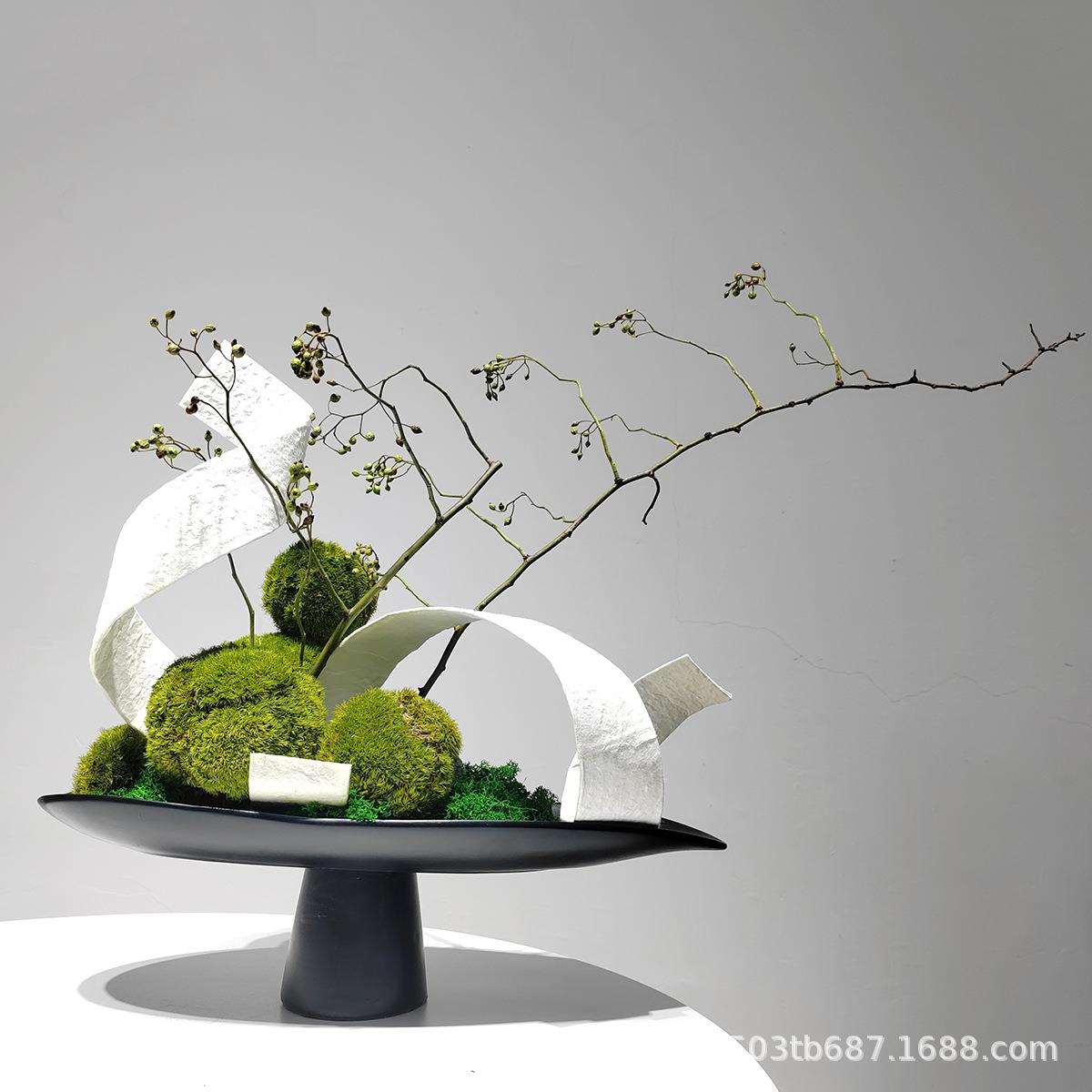 新中式永生苔藓仿真花艺组合茶室茶几桌面售楼处吧台绿植盆景摆件