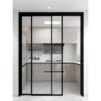 2025新款厨房推拉门三联动极窄吊轨地轨卫生间阳台移门玻璃门定制