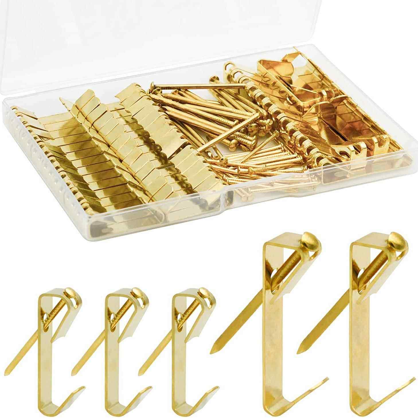 供跨境厂家100pcs盒装相框挂钩五金服装包包墙面免钉配钉子