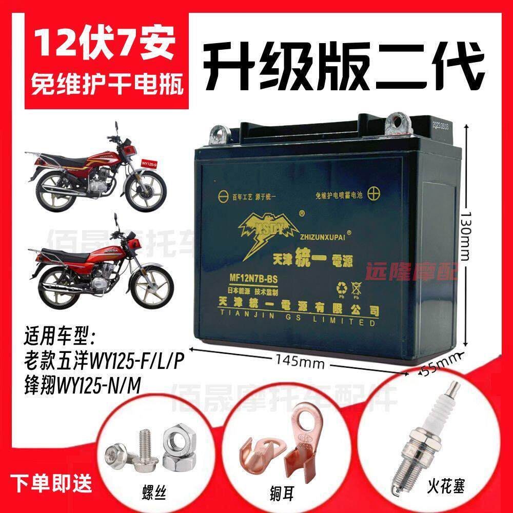 适用老款五羊WY125-F/L/P/N/M/9男士机车免维护蓄电池12V7A电瓶