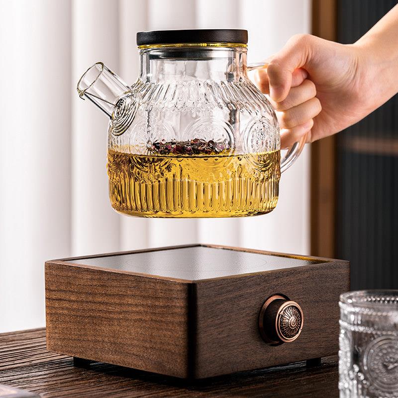 玻璃泡茶壶耐高温家用茶水分离加厚高硼硅黑晶炉养生烧煮花茶单壶