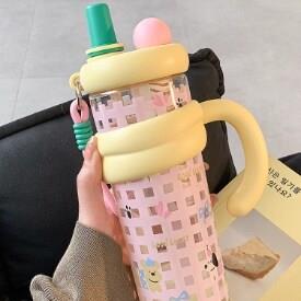 大容量水杯女生高颜值带吸管茶仓塑料夏天办公室泡茶杯子新款2025