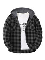 3-Pack Men's Flannel Hoodie Shirts - Plaid Button- Long thumbnail 2