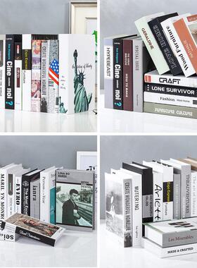 现代假书简约彷真书摆件样品屋展示中心展厅软装饰品道具书盒书柜