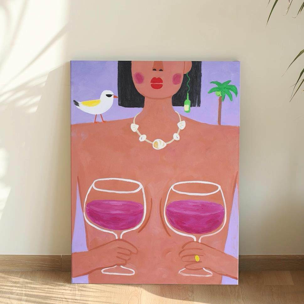 十元尼美《海岛派对》客厅沙发背景墙装饰画玄关多巴胺抽象挂画