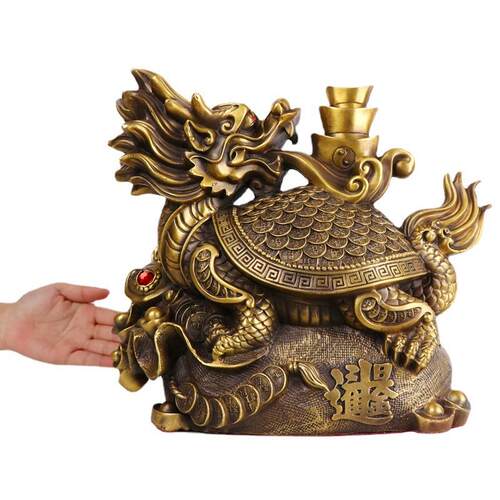 铜金龟运财工艺饰品摆设聚宝盆龙龟铜龙龟金龟运财