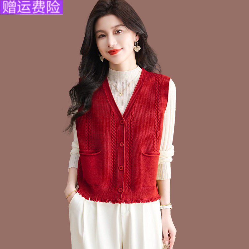 羊毛衫小款开 衫毛衣女2025新款时尚显瘦针织马甲背心外搭春秋短