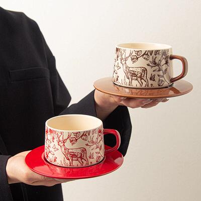 Light Luxury Retro British Latte Cup Ceramic Coffee Cup Set