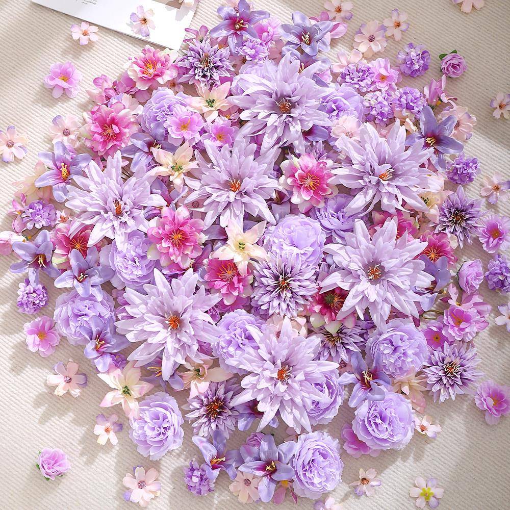仿真花紫色组合花朵材料包 假花 绢花 diy手作花环簪花头饰材料