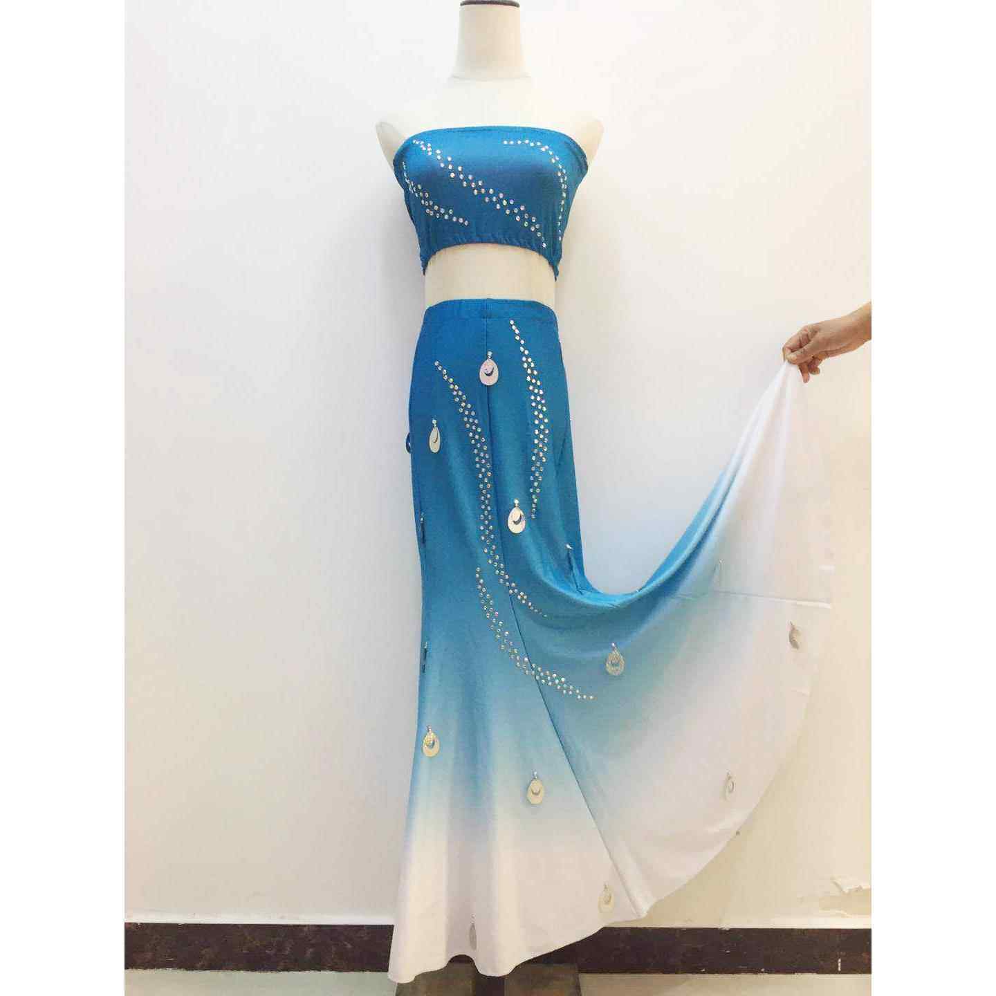 正品傣族舞蹈服装演出服小河弯弯演服鱼装裙傣族练习裙表傣族尾服