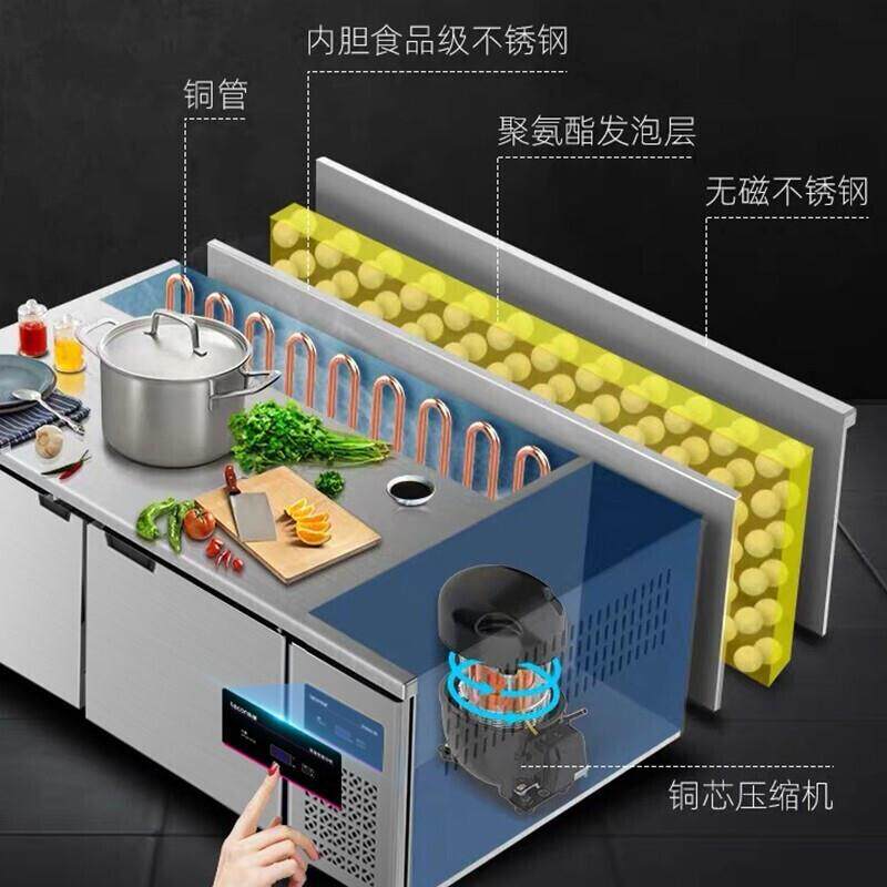 乐创冷藏工作台平冷操作台 玻璃冰柜商用冰箱冻保鲜柜工作台厨房