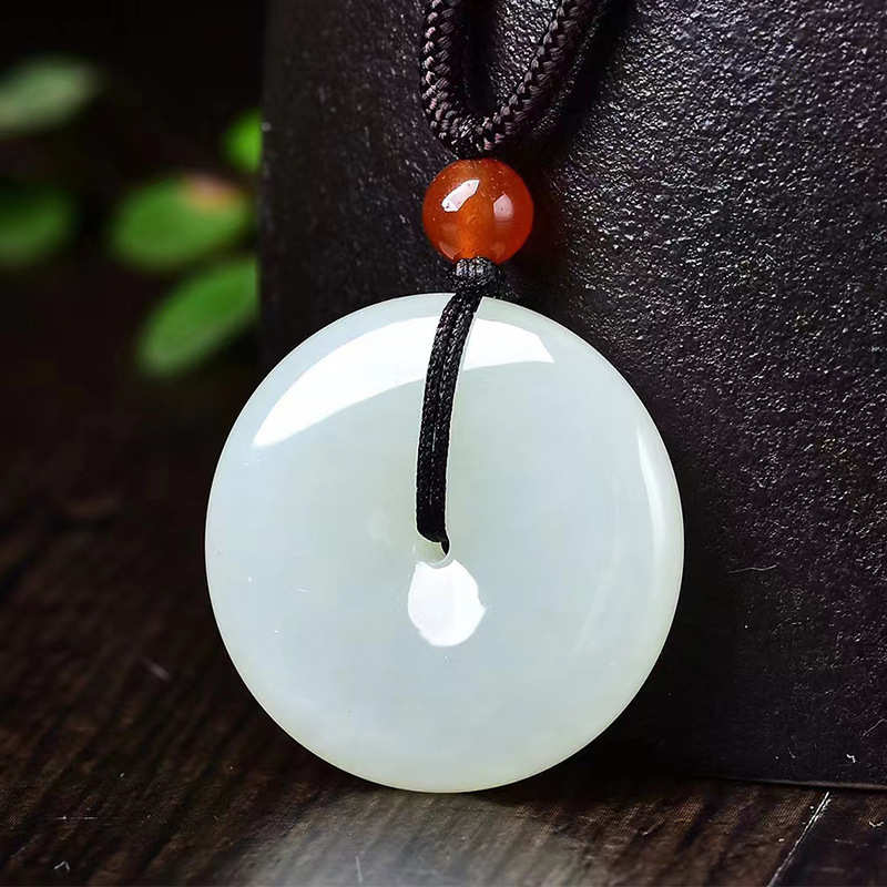 和田玉平安扣吊坠白玉大中小款男女情侣款玉吊坠珠宝玉石挂件批发