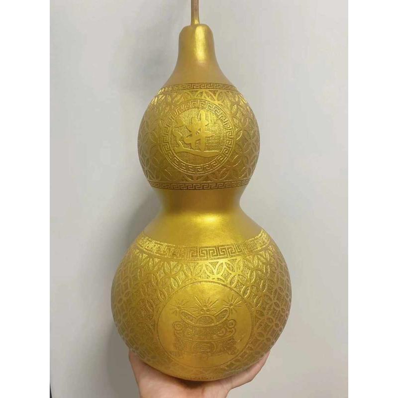 天然鎏金葫芦开口酒葫芦挂件摆件葫芦家居招财转运15-45厘米左右