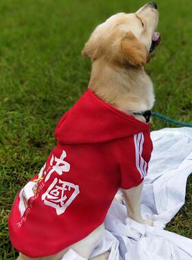 宠物卫衣中型犬大型犬金毛拉布拉多冬装厚款狗狗衣服2024国潮神兽
