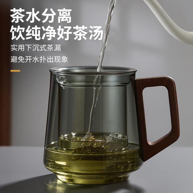 用x-14701家.1升容量泡茶杯玻璃茶杯男士办公室专用水杯大茶水分