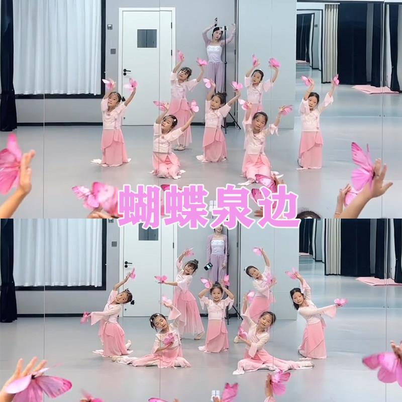 蝴蝶泉边舞蹈演出服装女童中国风飘逸身韵练功服纱衣手指蝴蝶道具