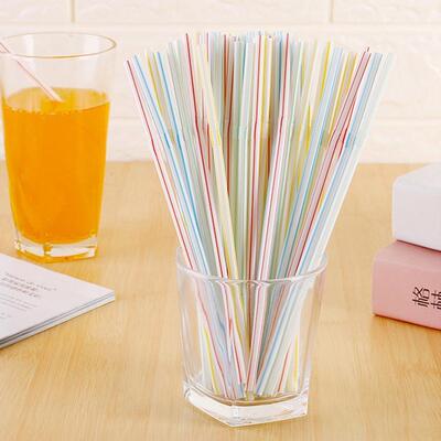 Colorful bendable disposable straws for juice, beverages, an