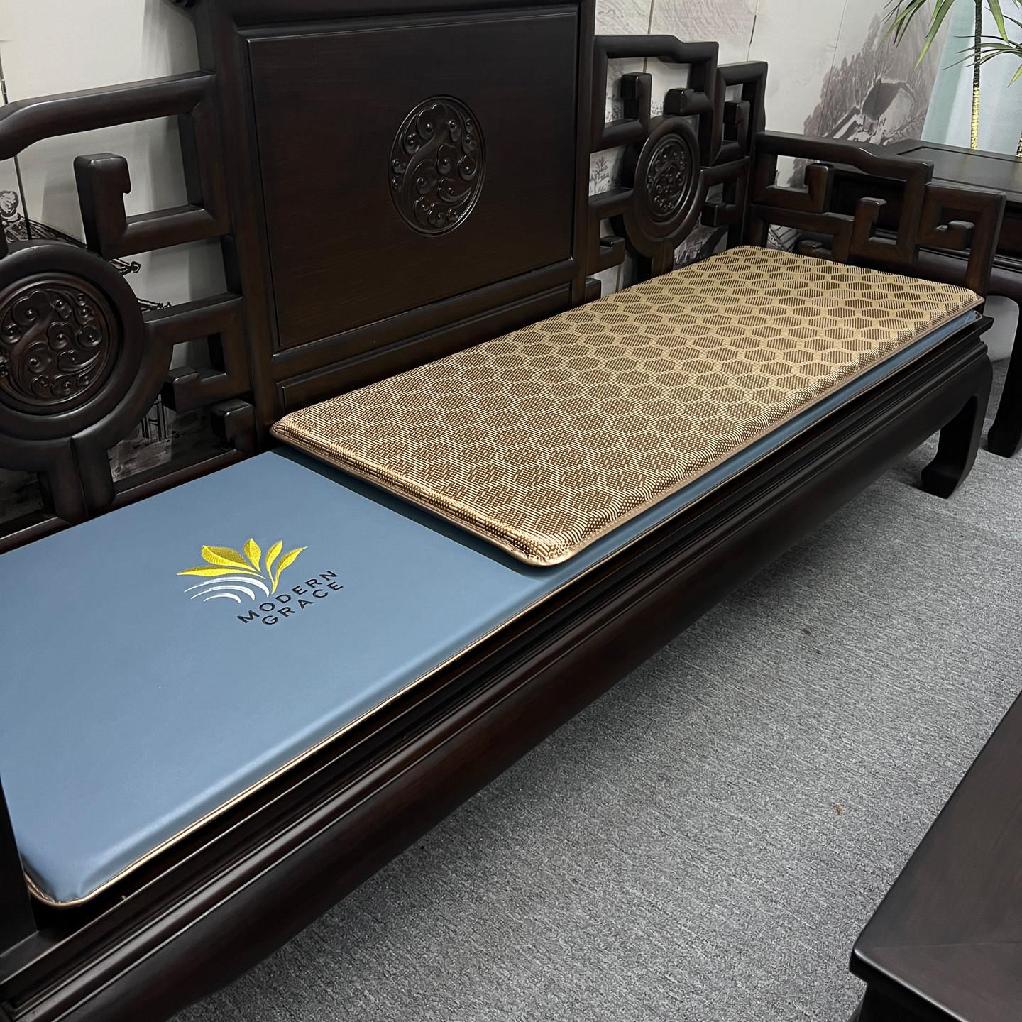 新中式红木沙发坐垫冬夏双面两用防滑防水实木茶椅垫子四季定制款