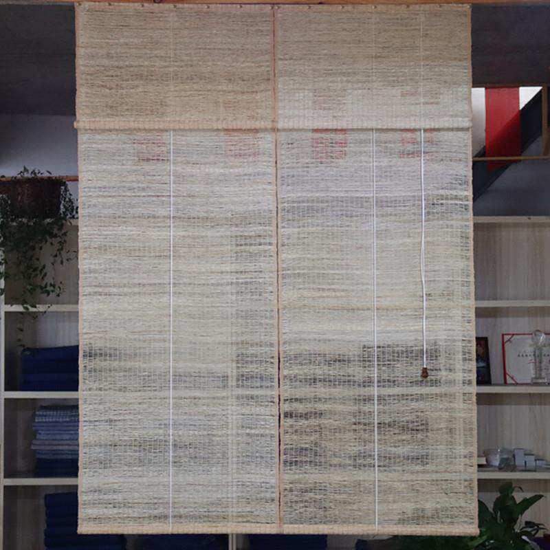 原木色中式手工夏布苎麻帘遮阳遮光卷拉式窗帘复古装饰门帘隔断帘