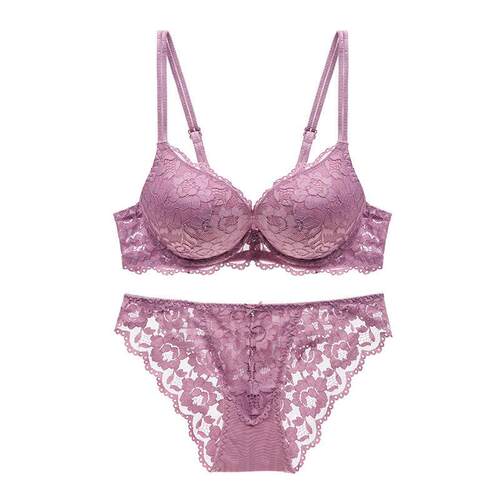 Lace bra with thin top and thick bottom, small chest bra
