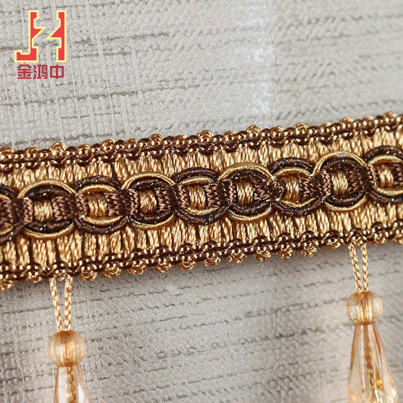 厂家花边 窗帘配件辅料窗饰花边 龙须吊穗水晶珠子花边一件标价