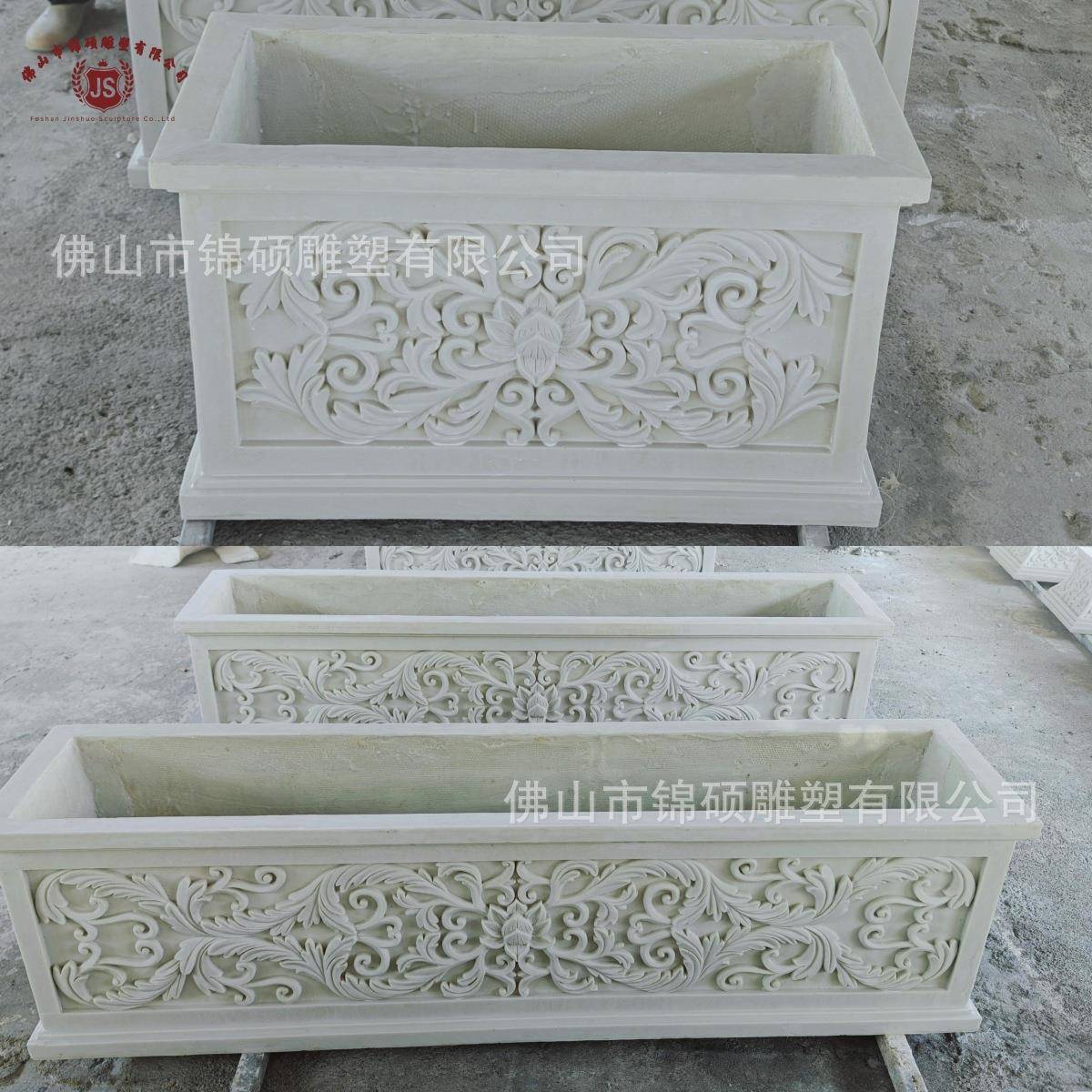 厂家古典雕花花缸 城市街道户外砂岩景观雕塑花盆 多样化欧式花箱