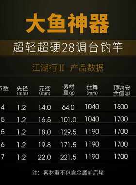 超轻超细28调碳素钓鱼竿
