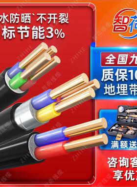 国标YJV铜芯电缆线2 3 4 5芯2.5 4 6 10平方地埋铠装充电桩铜线
