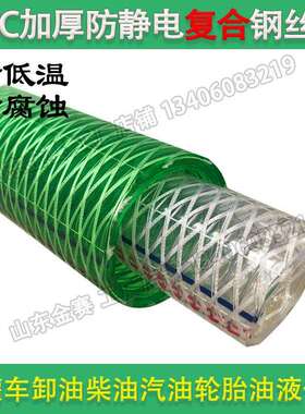 加厚耐压油罐车用透明PVC螺旋纤维钢丝增强软管负压管耐油网纹管