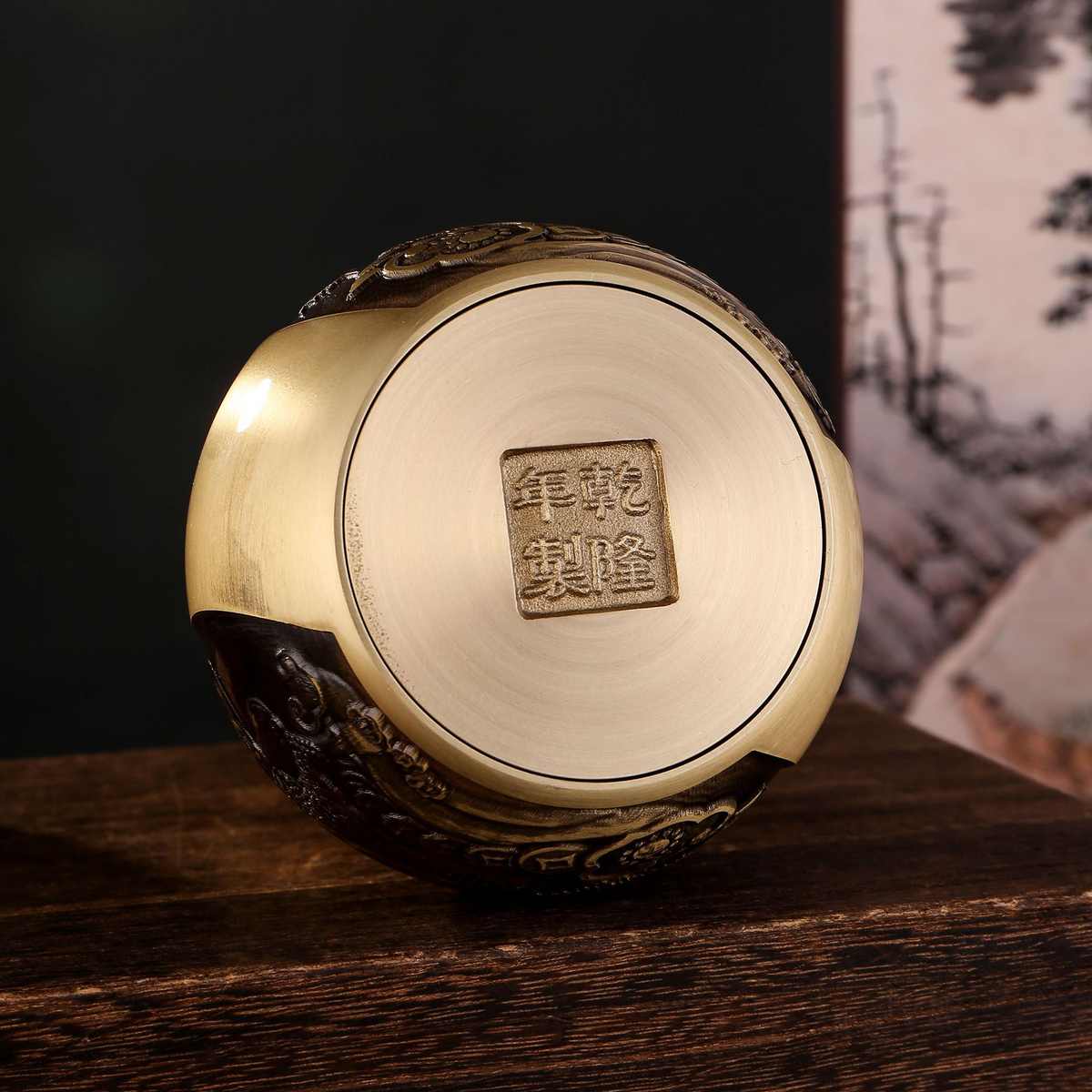 纯黄铜铜葫芦百福葫芦铜摆件铸铜精细办公室桌面玄关铜器摆件装饰