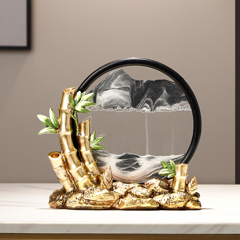 新中式节节高升流沙画竹子沙漏摆件高端装饰品乔迁新居之喜礼品物