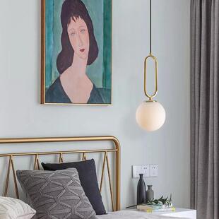 饰厅创意餐吧台代金色879玻璃圆球 奢主卧室床头吊灯现艺术设计装