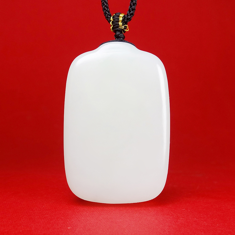 收藏级新疆和田玉羊脂白玉一级白平安无事挂件牌细腻油润28.17克