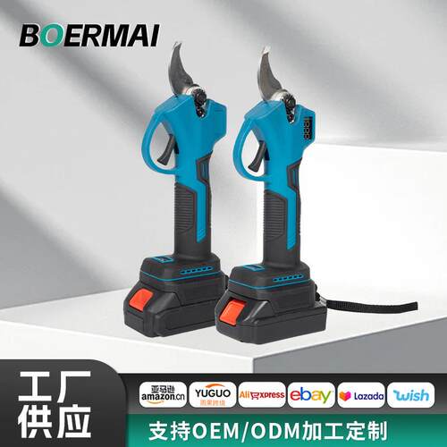 外贸多功能数显款电动修枝剪跨境家用便携园林果树粗枝锂电修枝剪