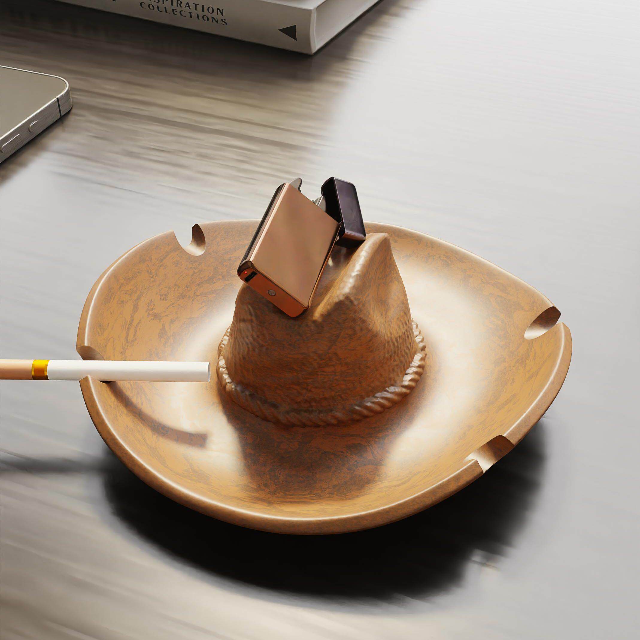 西部牛仔帽装饰烟灰缸创意桌面摆件防飞灰时尚烟灰缸送男朋友礼物